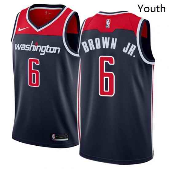 Youth Nike Washington Wizards 6 Troy Brown Jr Swingman Navy Blue NBA Jersey Statement Edition